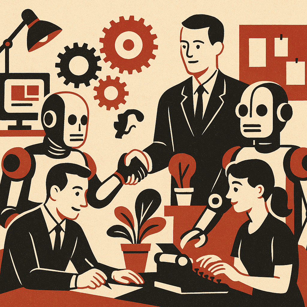 Humans and robots collaborating